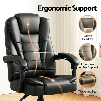 Artiss Massage Office Chair Executive Computer Gaming Chairs Black PU Leather-Furniture > Office-PEROZ Accessories