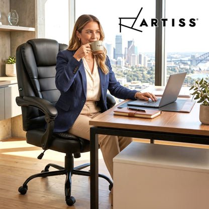 Artiss Massage Office Chair Executive Computer Gaming Chairs Black PU Leather-Furniture > Office-PEROZ Accessories