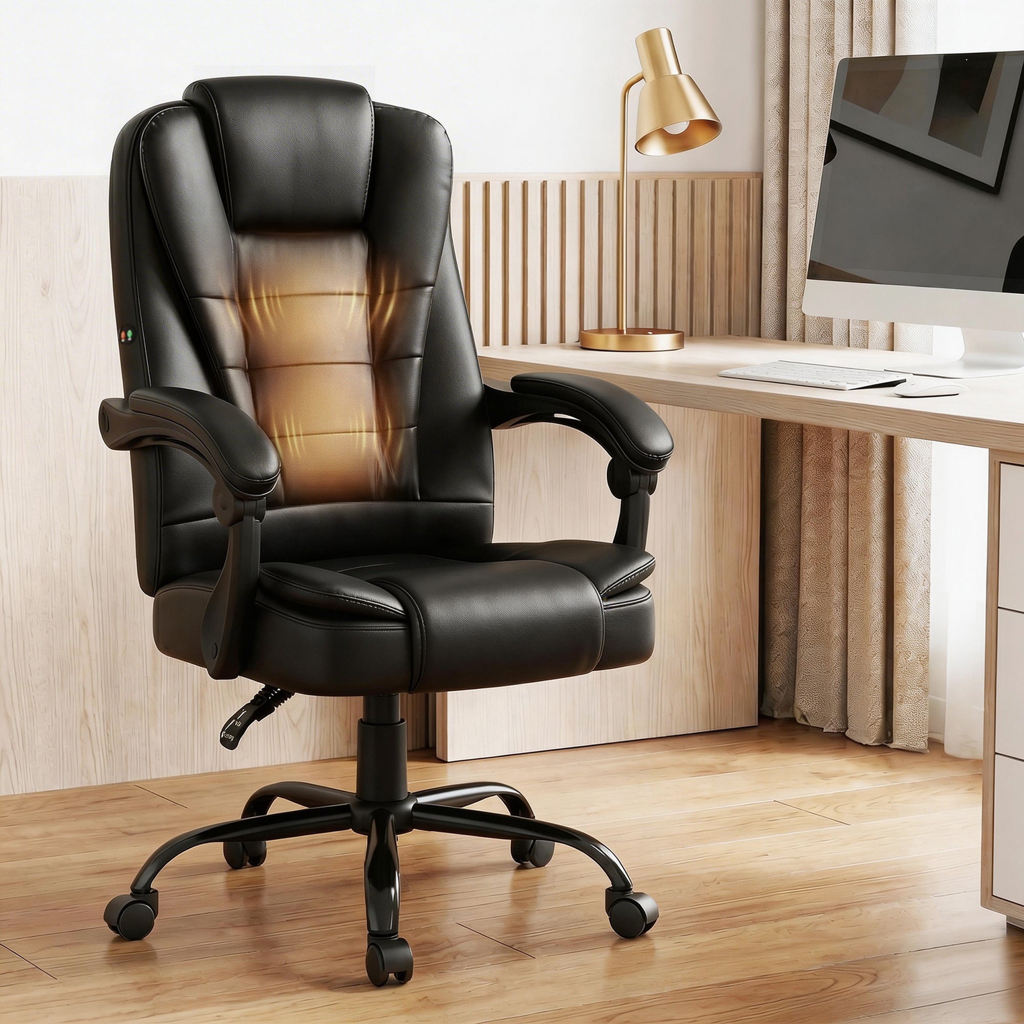 Artiss Massage Office Chair Executive Computer Gaming Chairs Black PU Leather-Furniture > Office-PEROZ Accessories