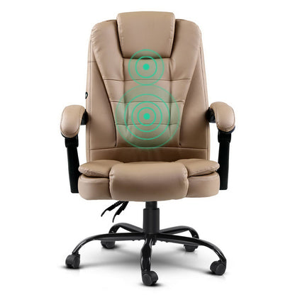 Artiss 2 Point Massage Office Chair PU Leather Espresso-Furniture &gt; Office-PEROZ Accessories