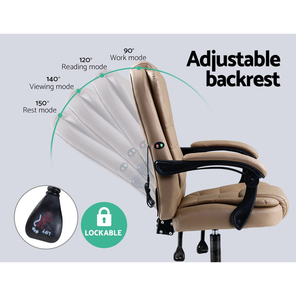 Artiss 2 Point Massage Office Chair PU Leather Espresso-Furniture &gt; Office-PEROZ Accessories