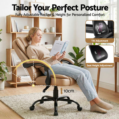 Artiss Massage Office Chair Executive Computer Gaming Chairs Brown PU Leather Espresso-Furniture > Office-PEROZ Accessories