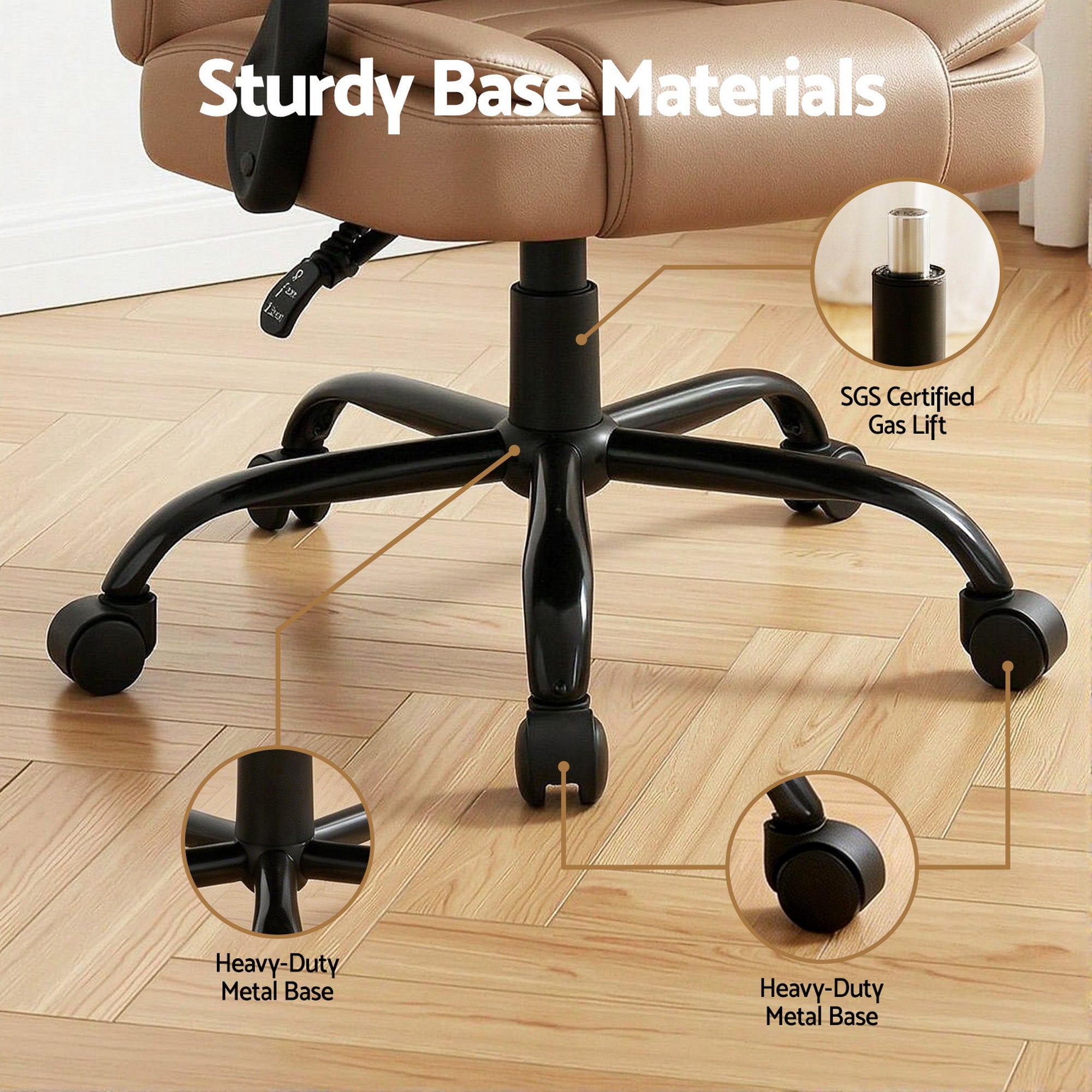 Artiss Massage Office Chair Executive Computer Gaming Chairs Brown PU Leather Espresso-Furniture > Office-PEROZ Accessories