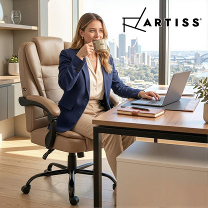 Artiss Massage Office Chair Executive Computer Gaming Chairs Brown PU Leather Espresso-Furniture > Office-PEROZ Accessories