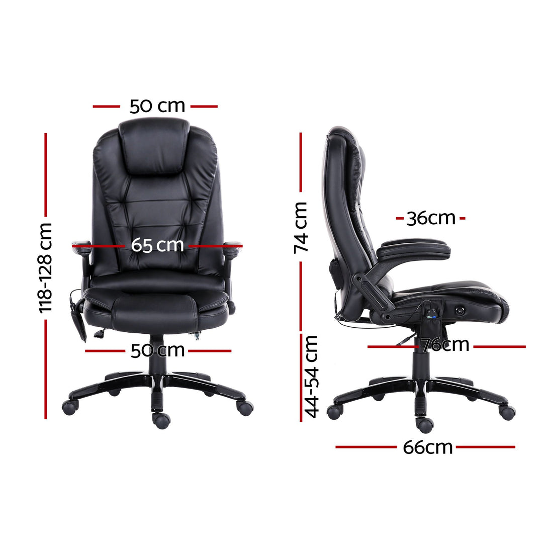 Artiss 8 Point Massage Office Chair Heated Seat Recliner PU Black-Furniture > Office-PEROZ Accessories