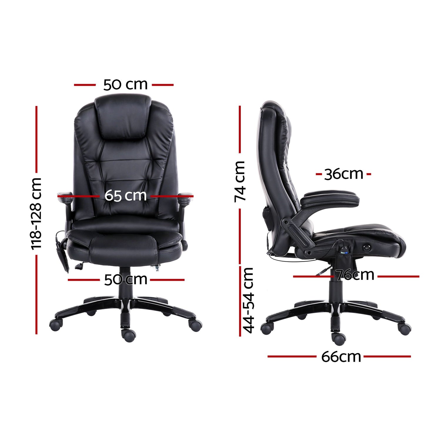 Artiss 8 Point Massage Office Chair Heated Seat Recliner PU Black-Furniture > Office-PEROZ Accessories