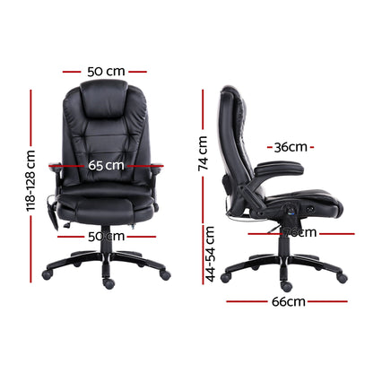 Artiss 8 Point Massage Office Chair Heated Seat Recliner PU Black-Furniture > Office-PEROZ Accessories