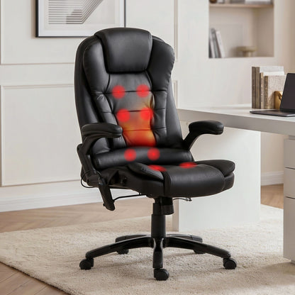 Artiss 8 Point Massage Office Chair Heated Seat Recliner PU Black-Furniture > Office-PEROZ Accessories