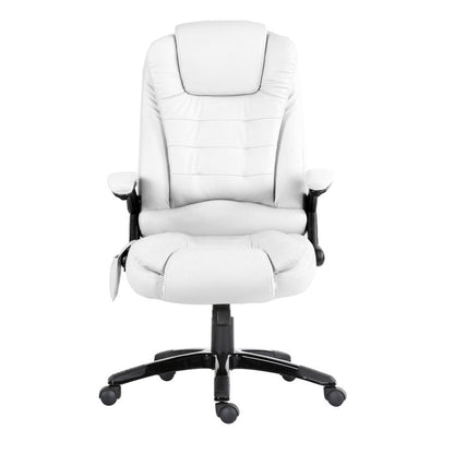 Artiss 8 Point Massage Office Chair Heated Seat Recliner PU White-Furniture > Office-PEROZ Accessories