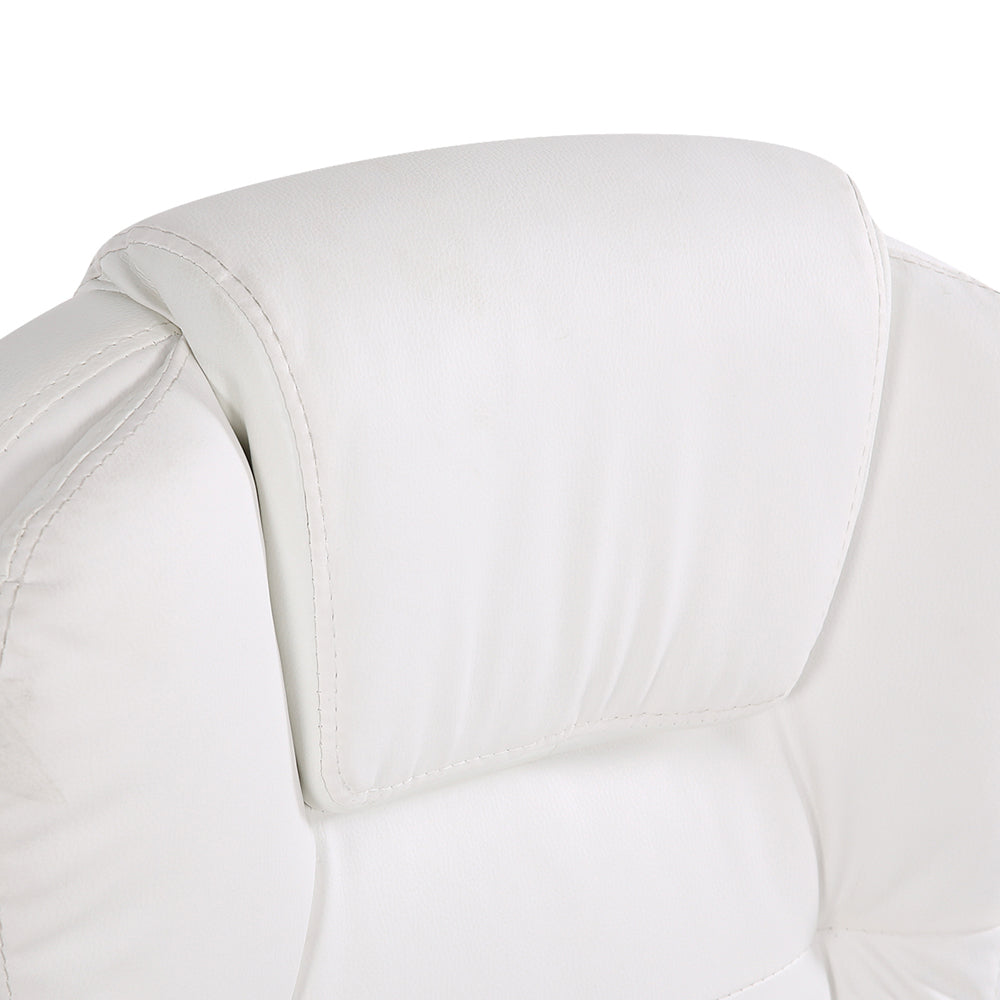 Artiss 8 Point Massage Office Chair Heated Seat Recliner PU White-Furniture &gt; Office-PEROZ Accessories