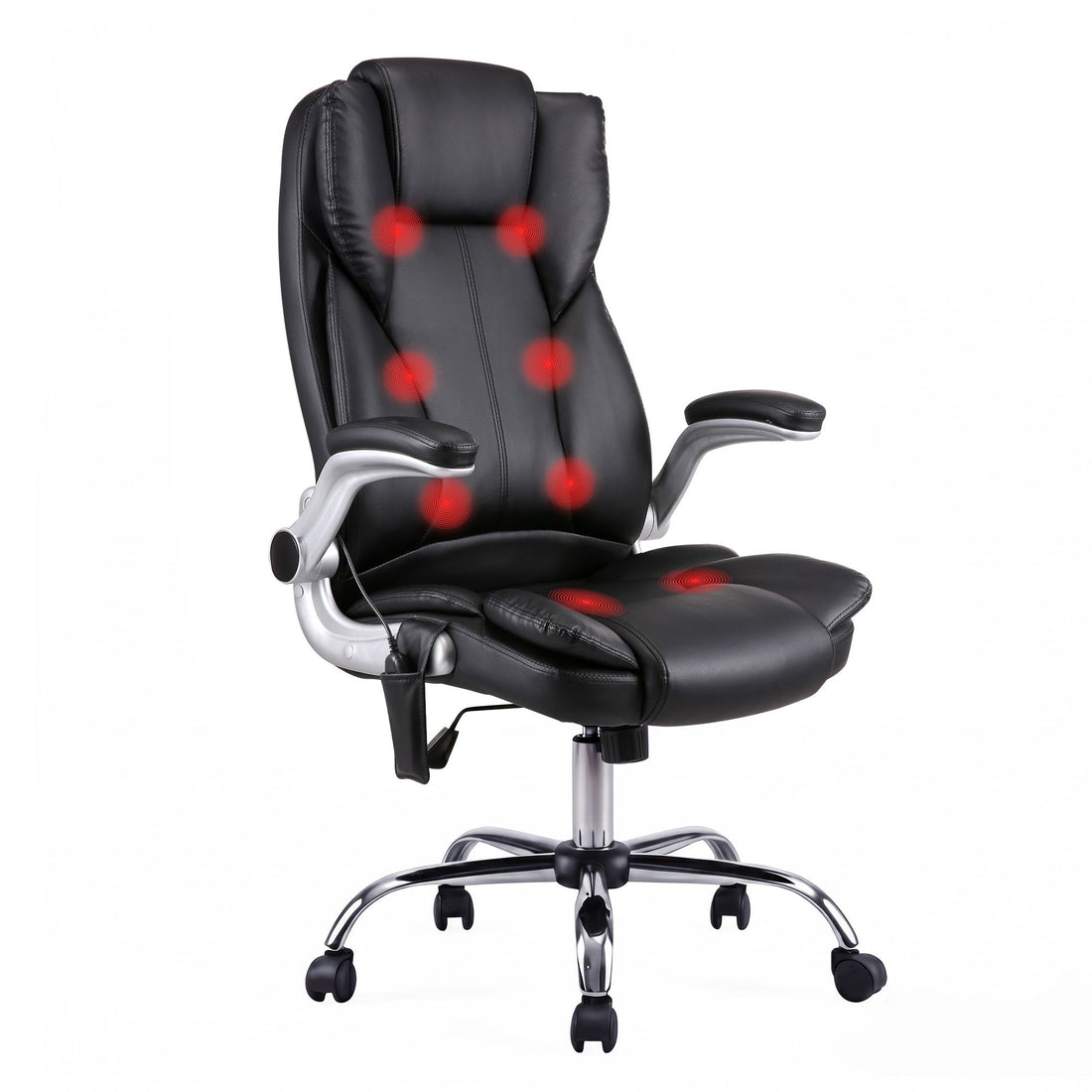 Artiss 8 Point Massage Office Chair PU Leather Black-Furniture > Office-PEROZ Accessories