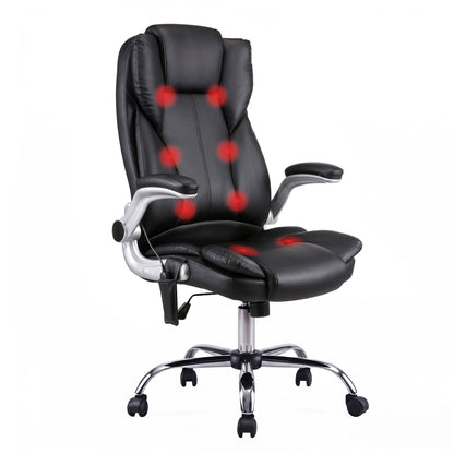 Artiss 8 Point Massage Office Chair PU Leather Black-Furniture > Office-PEROZ Accessories