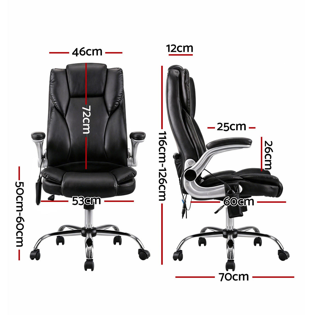 Artiss 8 Point Massage Office Chair PU Leather Black-Furniture > Office-PEROZ Accessories