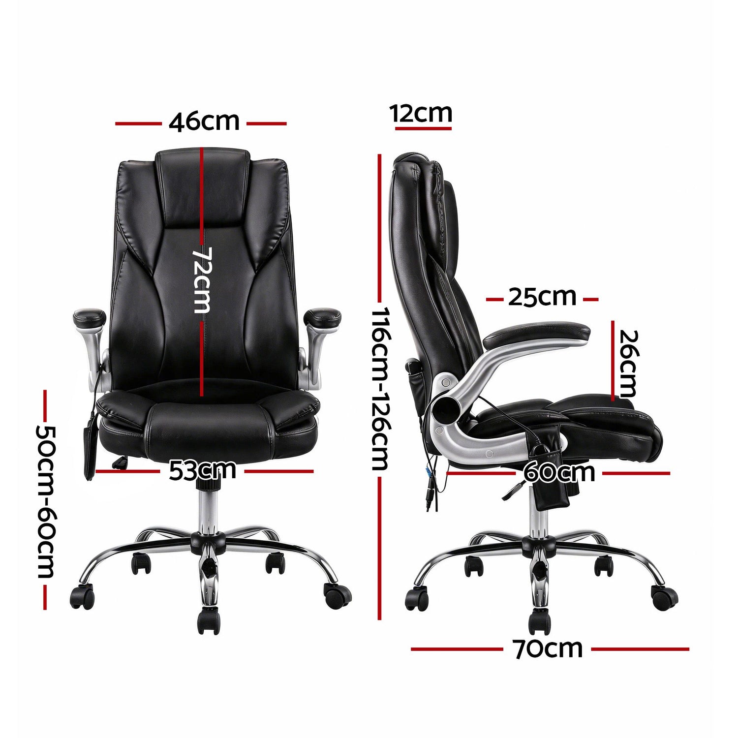 Artiss 8 Point Massage Office Chair PU Leather Black-Furniture > Office-PEROZ Accessories