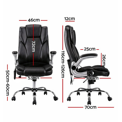Artiss 8 Point Massage Office Chair PU Leather Black-Furniture > Office-PEROZ Accessories