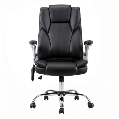 Artiss 8 Point Massage Office Chair PU Leather Black-Furniture > Office-PEROZ Accessories