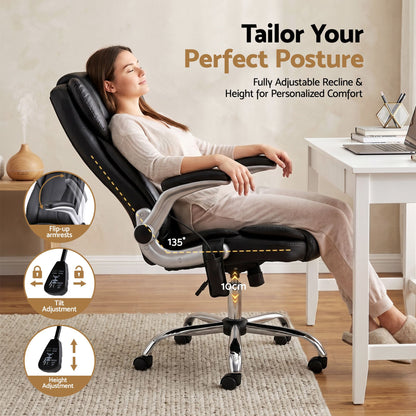 Artiss 8 Point Massage Office Chair PU Leather Black-Furniture > Office-PEROZ Accessories