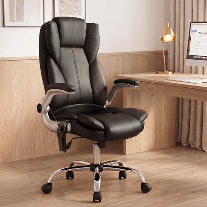 Artiss 8 Point Massage Office Chair PU Leather Black-Furniture > Office-PEROZ Accessories