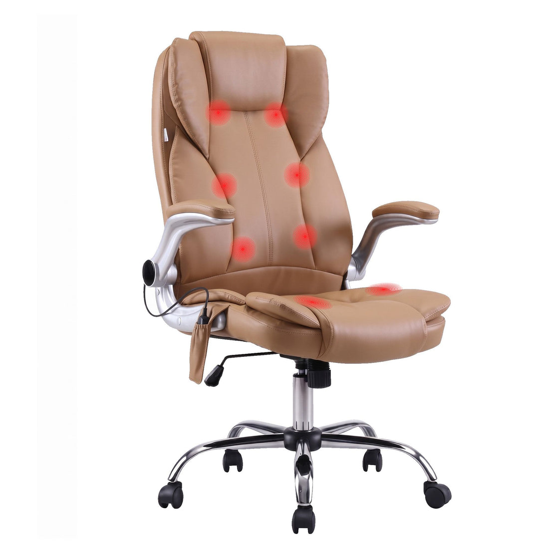 Artiss 8 Point Massage Office Chair PU Leather Espresso-Office Chairs-PEROZ Accessories