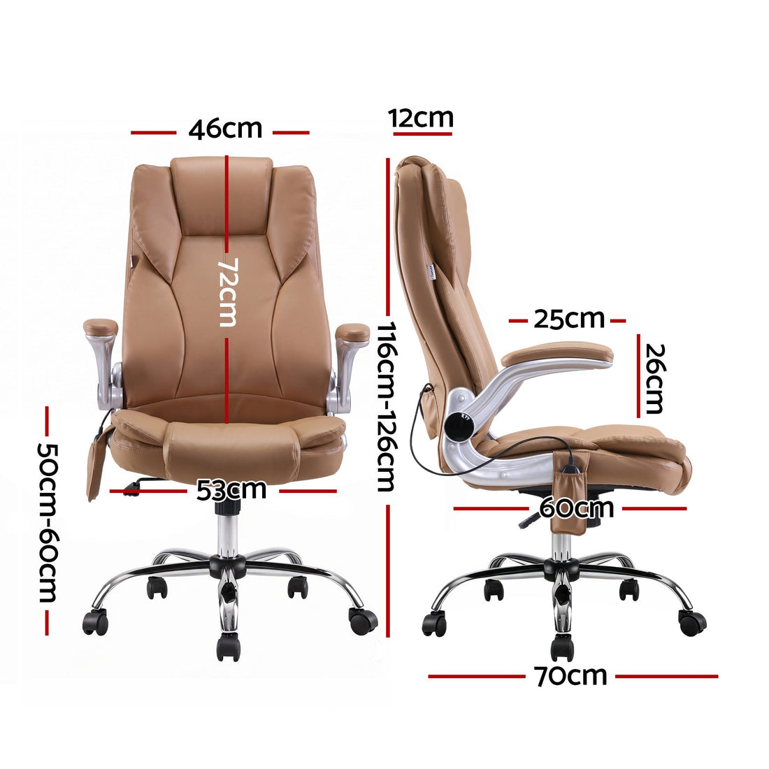 Artiss 8 Point Massage Office Chair PU Leather Espresso-Office Chairs-PEROZ Accessories