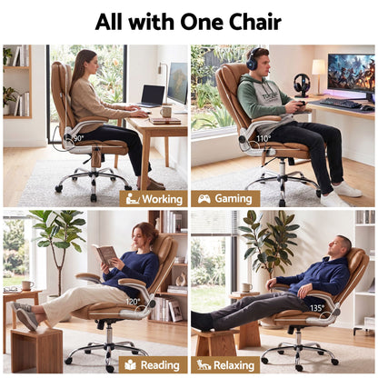 Artiss 8 Point Massage Office Chair PU Leather Espresso-Office Chairs-PEROZ Accessories