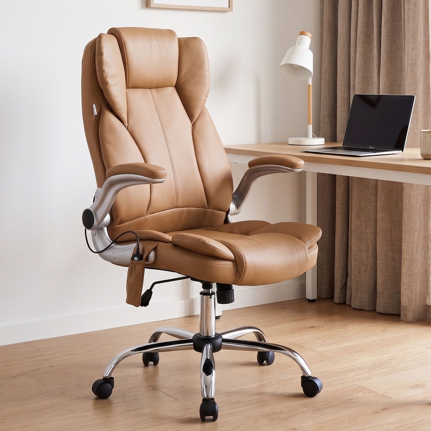 Artiss 8 Point Massage Office Chair PU Leather Espresso-Office Chairs-PEROZ Accessories