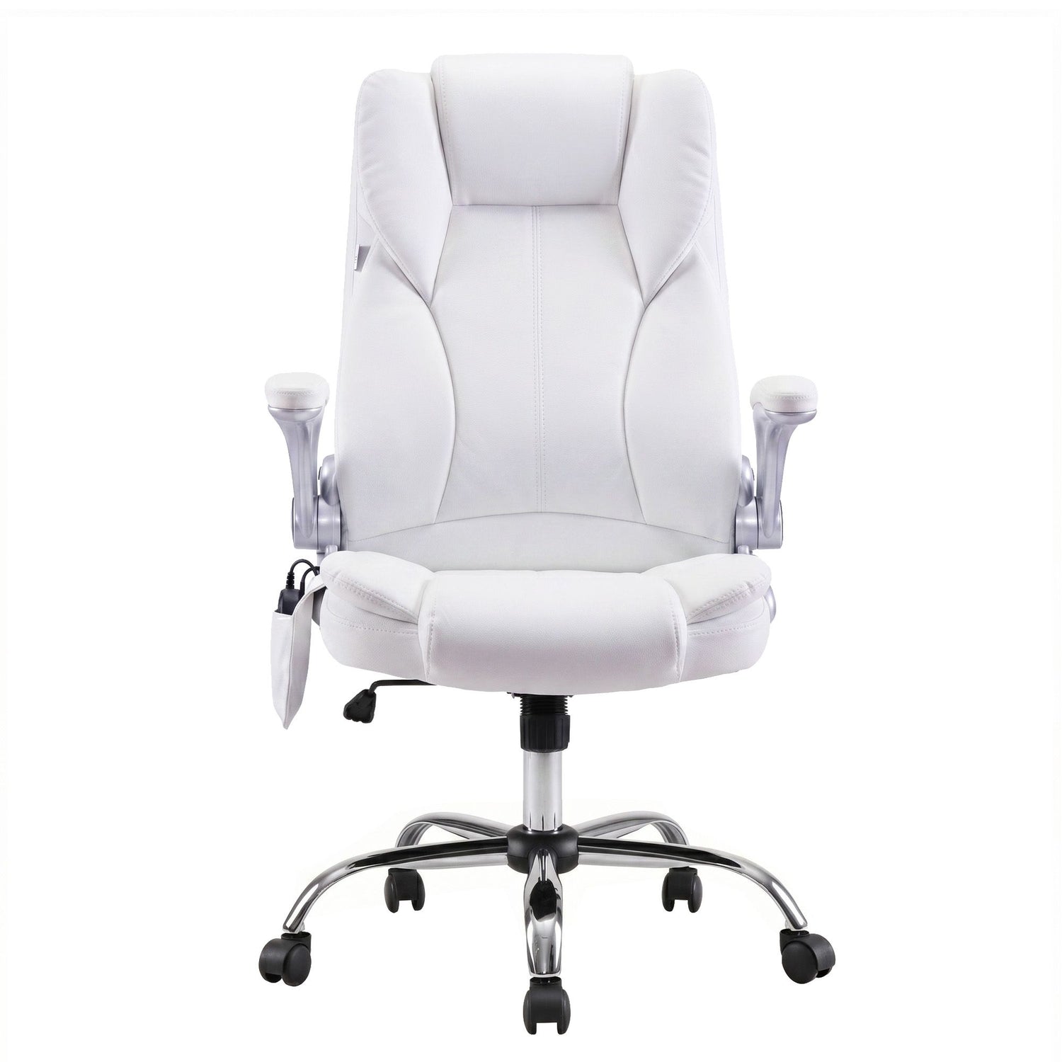 Artiss 8 Point Massage Office Chair PU Leather White-Furniture > Office-PEROZ Accessories