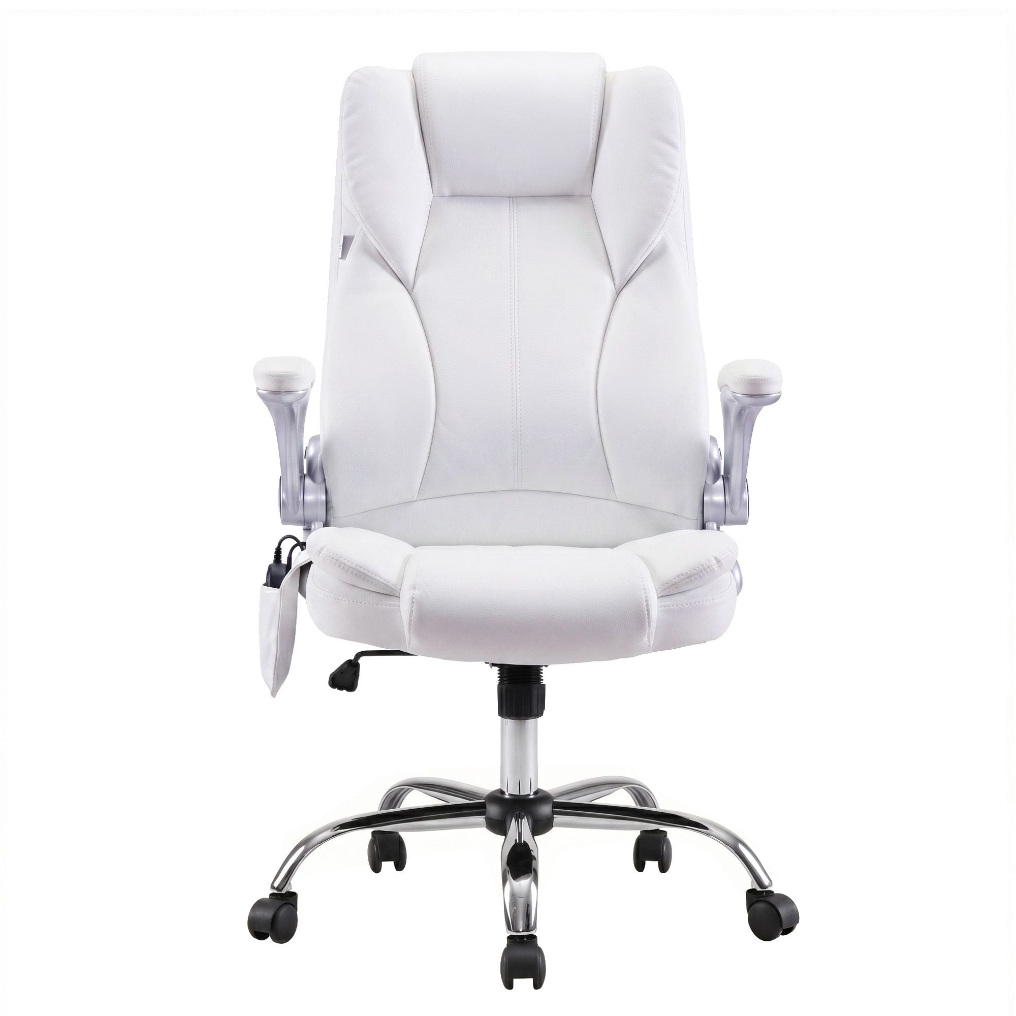 Artiss 8 Point Massage Office Chair PU Leather White-Furniture > Office-PEROZ Accessories