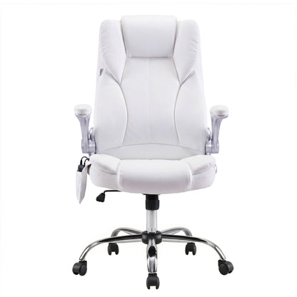 Artiss 8 Point Massage Office Chair PU Leather White-Furniture > Office-PEROZ Accessories