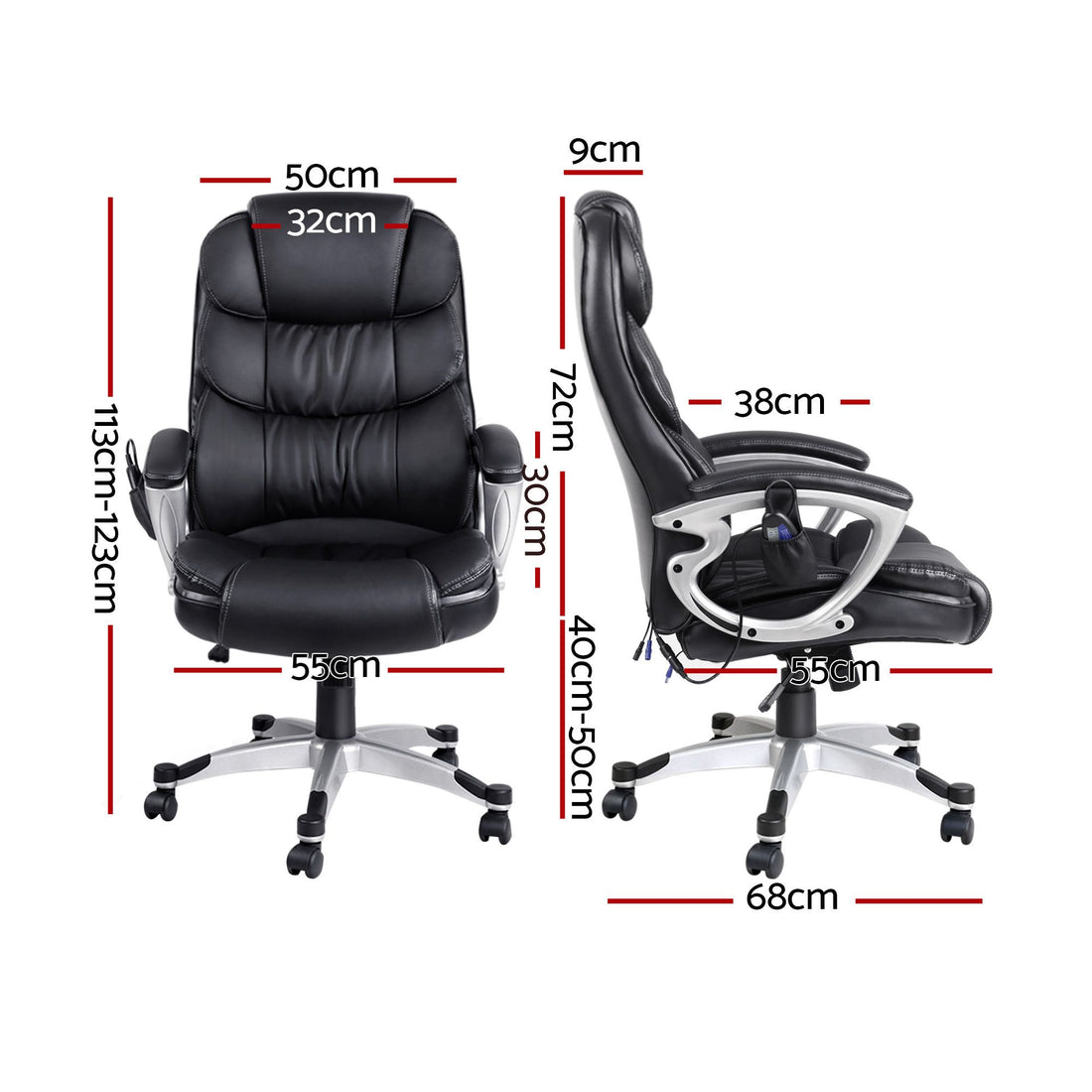Artiss 8 Point Massage Office Chair Heated Seat PU Black