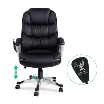 Artiss 8 Point Massage Office Chair Heated Seat PU Black-Furniture &gt; Office-PEROZ Accessories