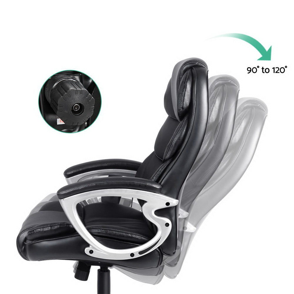 Artiss 8 Point Massage Office Chair Heated Seat PU Black-Furniture &gt; Office-PEROZ Accessories