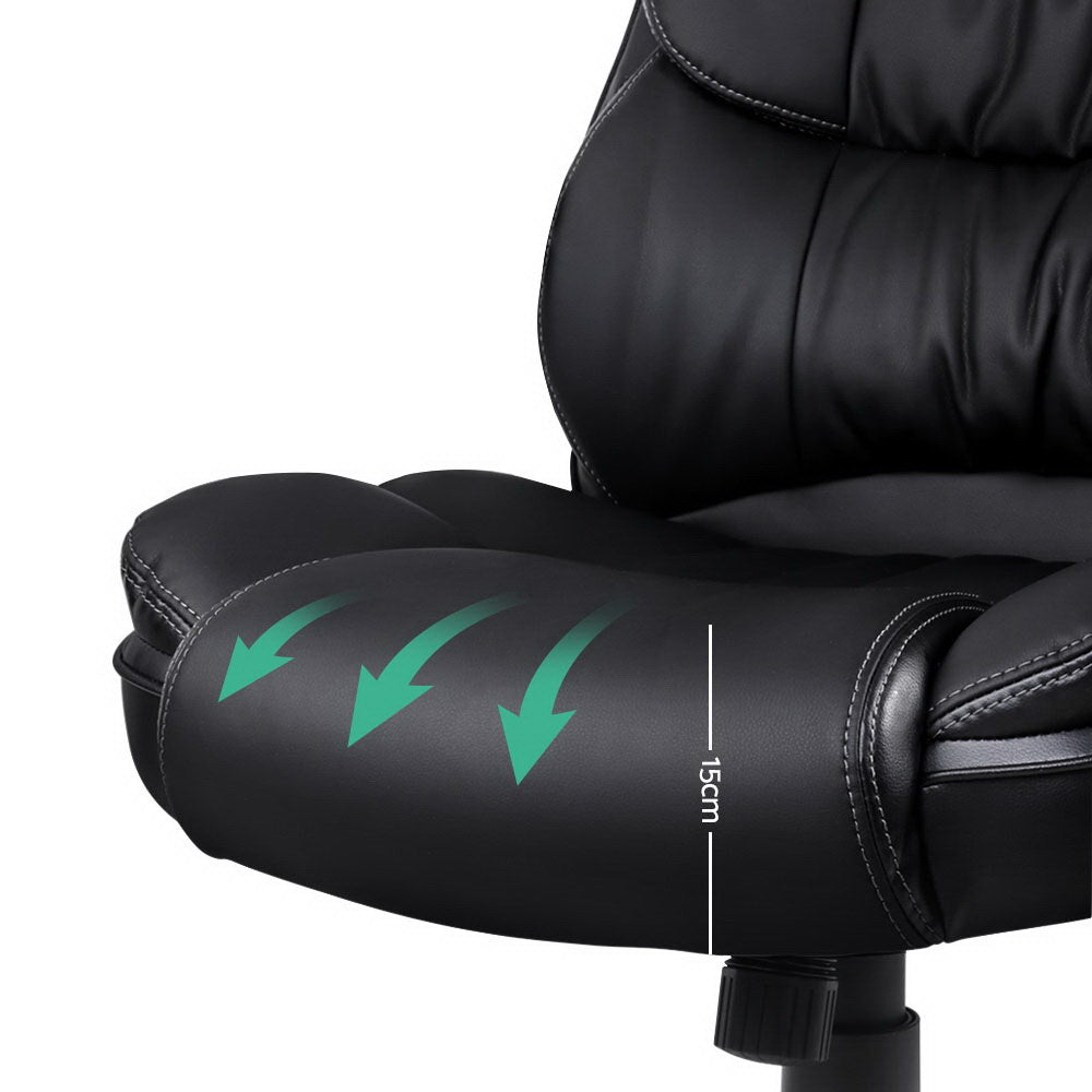 Artiss 8 Point Massage Office Chair Heated Seat PU Black-Furniture &gt; Office-PEROZ Accessories