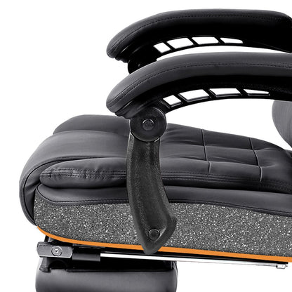 Artiss 8 Point Massage Office Chair PU Leather Footrest Black-Furniture > Office-PEROZ Accessories