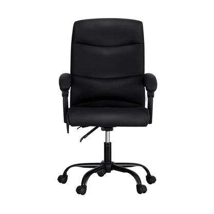 Artiss 2 Point Massage Office Chair PU Leather Black-Furniture &gt; Office-PEROZ Accessories