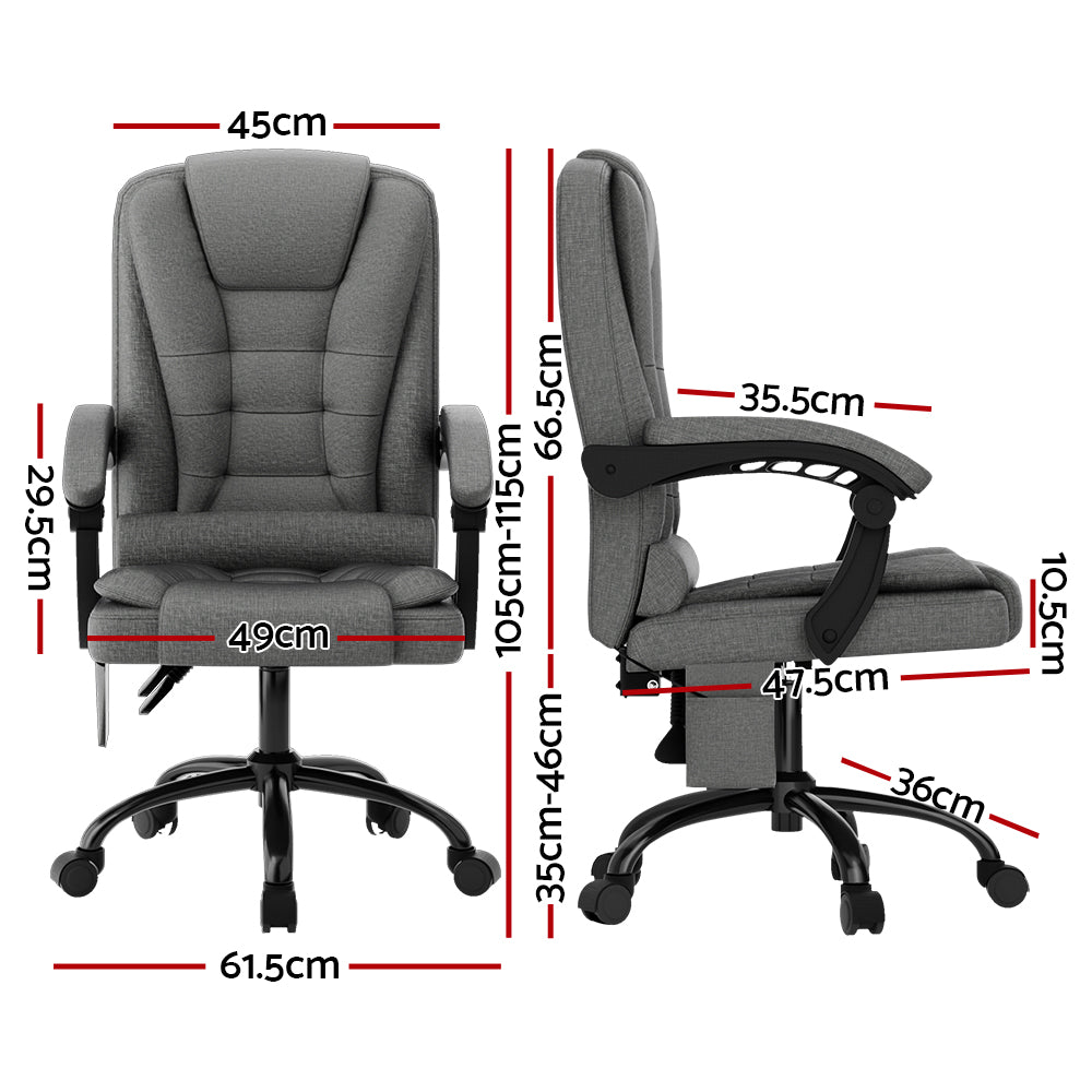 Artiss 2 Point Massage Office Chair Fabric Black-Health &amp; Beauty &gt; Massage-PEROZ Accessories