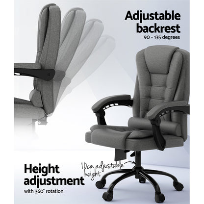 Artiss 2 Point Massage Office Chair Fabric Black-Health &amp; Beauty &gt; Massage-PEROZ Accessories