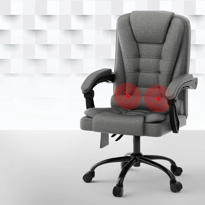 Artiss 2 Point Massage Office Chair Fabric Black-Health &amp; Beauty &gt; Massage-PEROZ Accessories