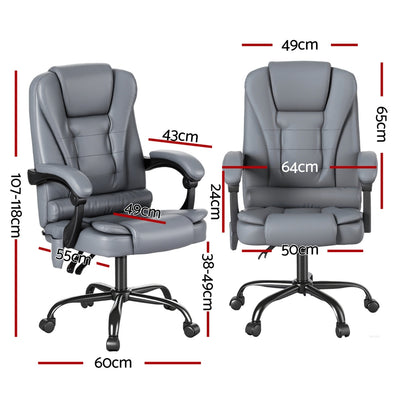 Artiss Executive Office Chair 4-Point Massage Adjustable Ergonomic Recline PU-Furniture &gt; Bar Stools &amp; Chairs &gt; Massage Chairs-PEROZ Accessories