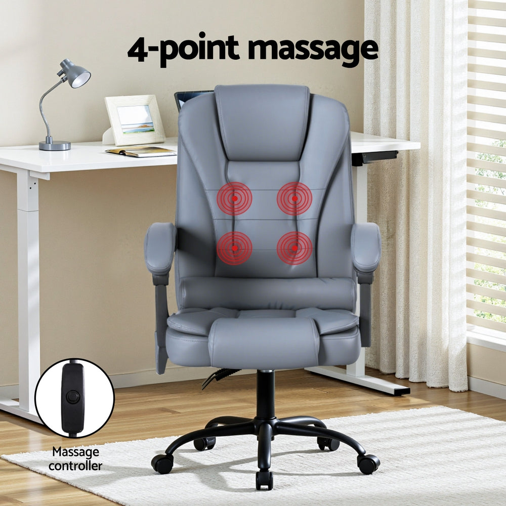Artiss Executive Office Chair 4-Point Massage Adjustable Ergonomic Recline PU-Furniture &gt; Bar Stools &amp; Chairs &gt; Massage Chairs-PEROZ Accessories