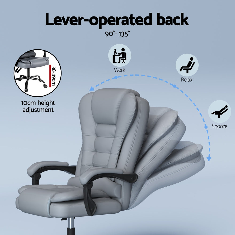 Artiss Executive Office Chair 4-Point Massage Adjustable Ergonomic Recline PU-Furniture &gt; Bar Stools &amp; Chairs &gt; Massage Chairs-PEROZ Accessories
