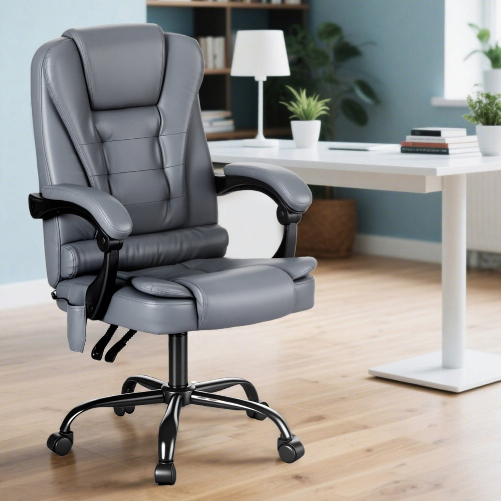 Artiss Executive Office Chair 4-Point Massage Adjustable Ergonomic Recline PU-Furniture &gt; Bar Stools &amp; Chairs &gt; Massage Chairs-PEROZ Accessories