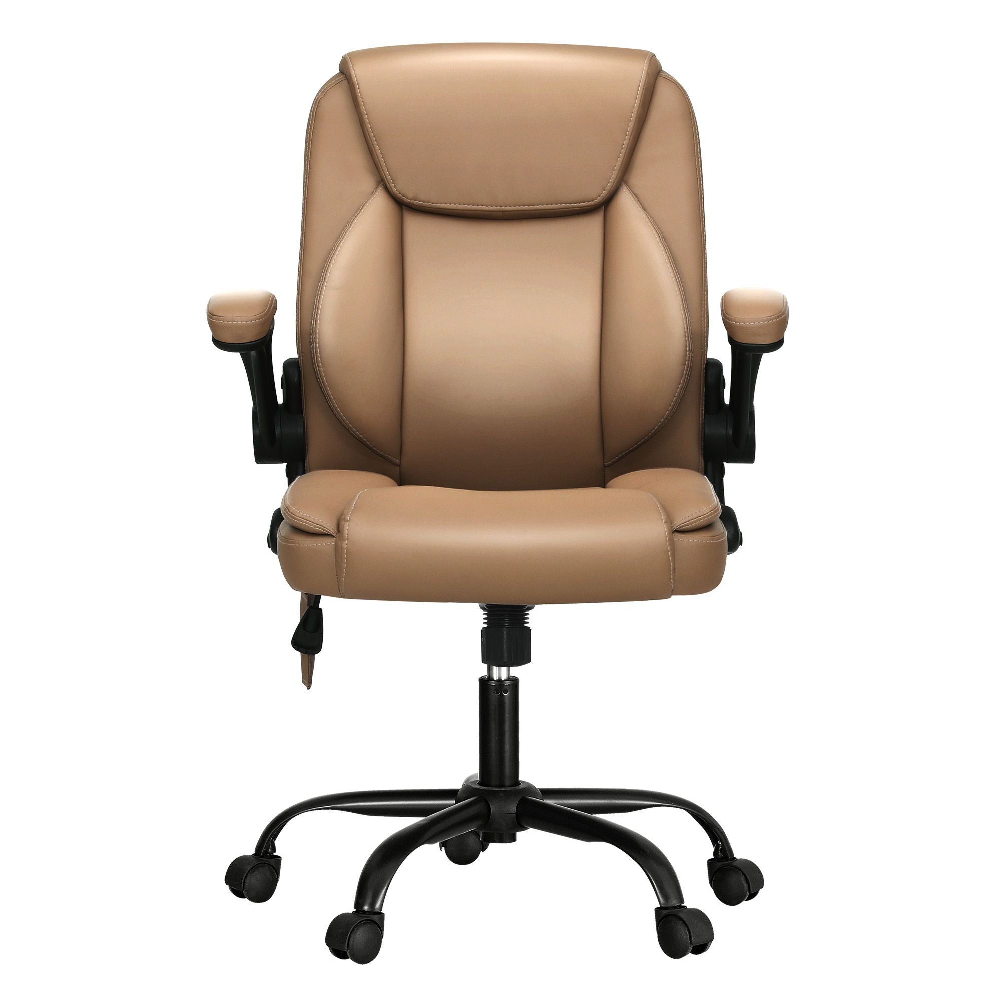 Artiss 2 Point Massage Office Chair Leather Mid Back Espresso-Furniture > Office-PEROZ Accessories