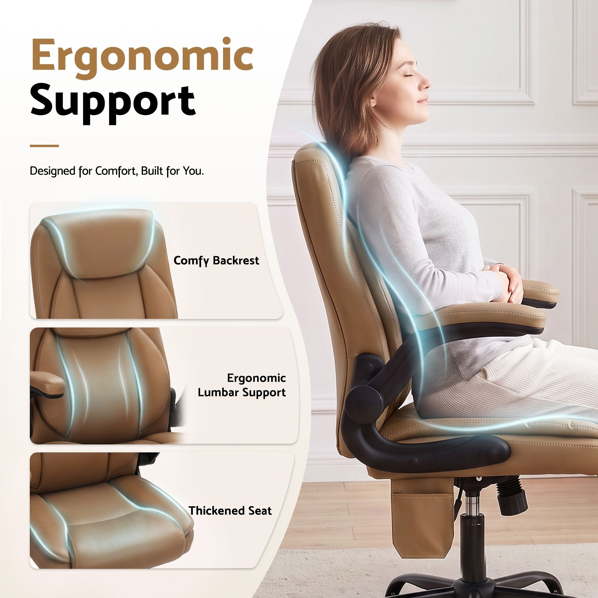 Artiss 2 Point Massage Office Chair Leather Mid Back Espresso-Furniture > Office-PEROZ Accessories