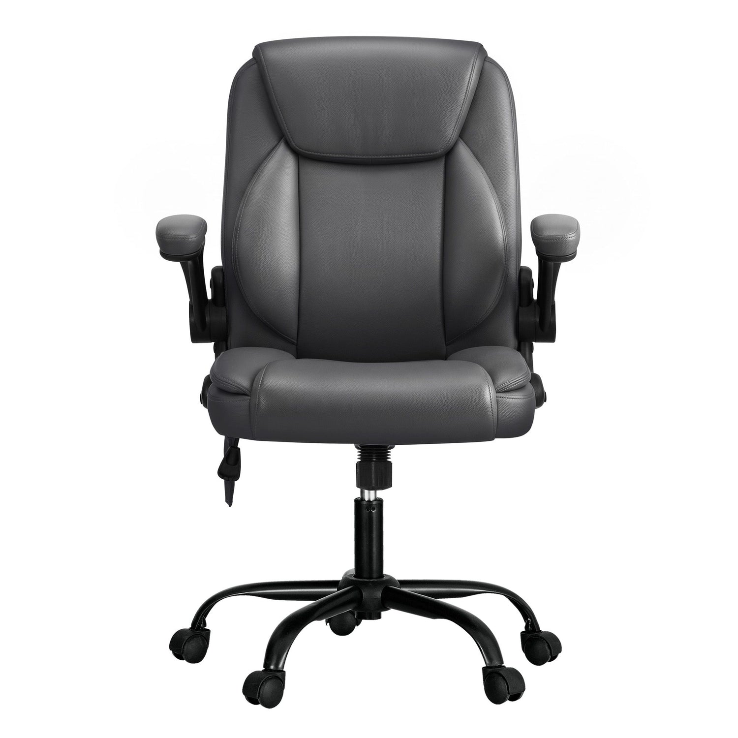 Artiss 2 Point Massage Office Chair Leather Mid Back Grey-Furniture > Office-PEROZ Accessories
