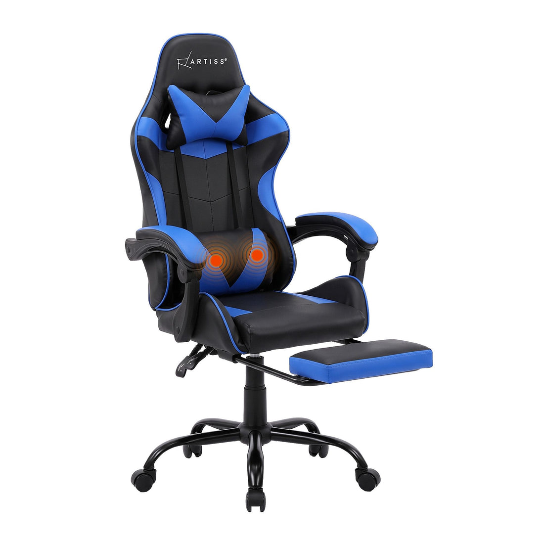 Artiss 2 Point Massage Gaming Office Chair Footrest Blue-Furniture > Office-PEROZ Accessories