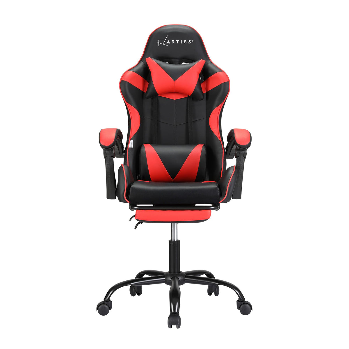 Artiss 2 Point Massage Gaming Office Chair Footrest Red-Furniture > Bar Stools &amp; Chairs-PEROZ Accessories