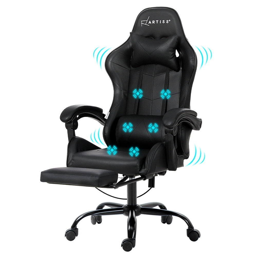 Artiss 6 Point Massage Gaming Office Chair Footrest Black-Furniture &gt; Office-PEROZ Accessories