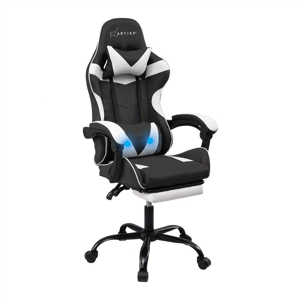 Artiss Ergonomic Gaming Office Chair with 2 Point Message Black-Furniture > Office > Office &amp; Desk Chairs-PEROZ Accessories