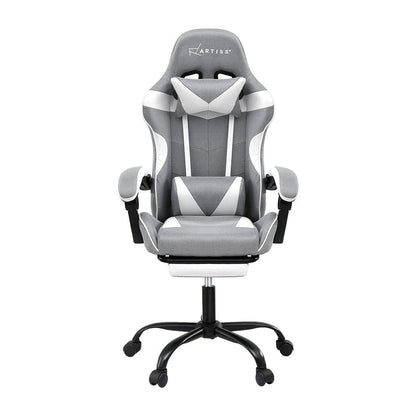 Artiss Gaming Office Chair Fabric Ergonomic with 2 Point Message Light Grey